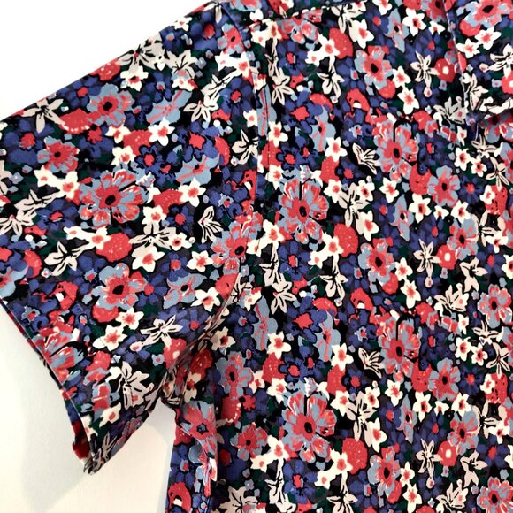 J Crew Mens Size M Spring Floral Short Sleeve Button Front Slim Fit Shirt Top - Picture 5 of 11